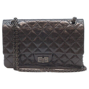 CHANEL A37586 Black Vintage Calfskin So Double Flap Matelasse 2.55 Shoulder B...